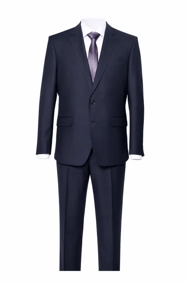 Мужской ритуальный костюм тёмно-синий с рубашкой и фиолетовым галстуком