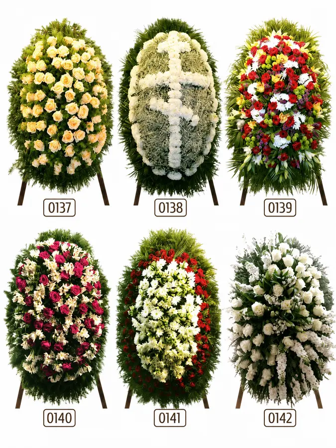 Каталог живых траурных венков на стойках