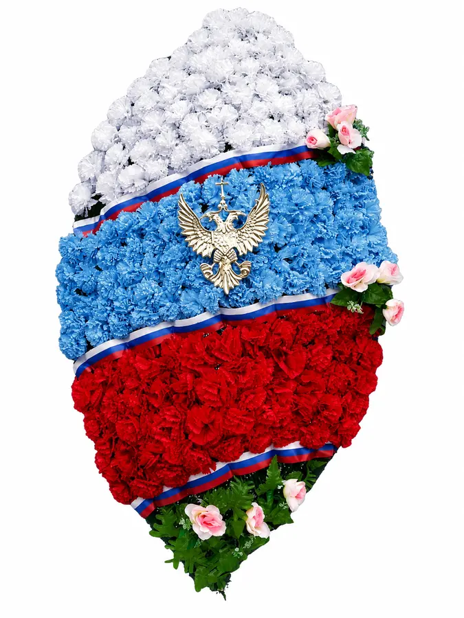Венок траурный овальный триколор с гербом